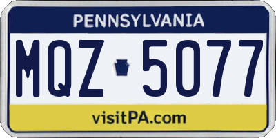PA license plate MQZ5077