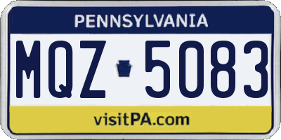 PA license plate MQZ5083