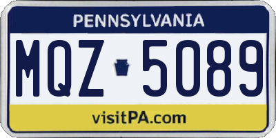 PA license plate MQZ5089