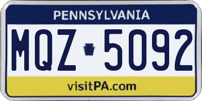 PA license plate MQZ5092
