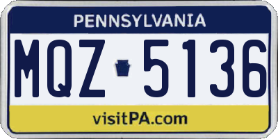 PA license plate MQZ5136