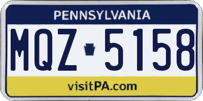 PA license plate MQZ5158