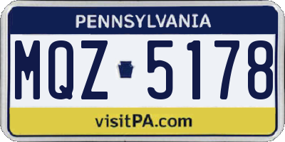 PA license plate MQZ5178
