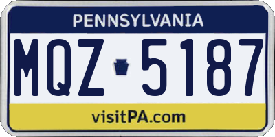 PA license plate MQZ5187