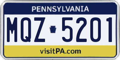 PA license plate MQZ5201