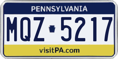 PA license plate MQZ5217