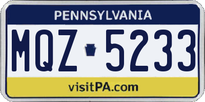 PA license plate MQZ5233