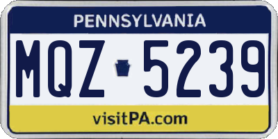 PA license plate MQZ5239