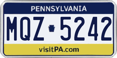 PA license plate MQZ5242
