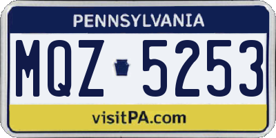 PA license plate MQZ5253