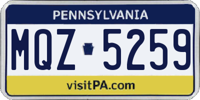 PA license plate MQZ5259