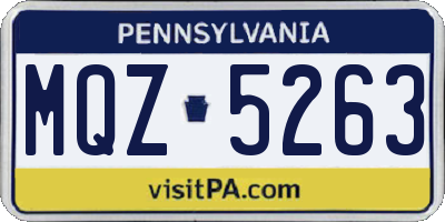 PA license plate MQZ5263