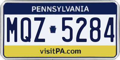 PA license plate MQZ5284