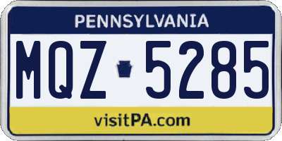 PA license plate MQZ5285