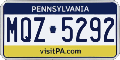 PA license plate MQZ5292