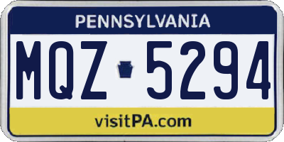 PA license plate MQZ5294