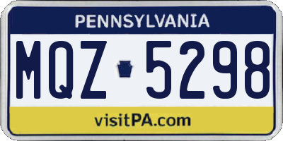 PA license plate MQZ5298