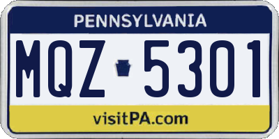PA license plate MQZ5301
