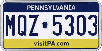 PA license plate MQZ5303