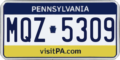PA license plate MQZ5309