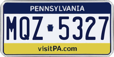 PA license plate MQZ5327