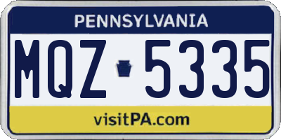 PA license plate MQZ5335