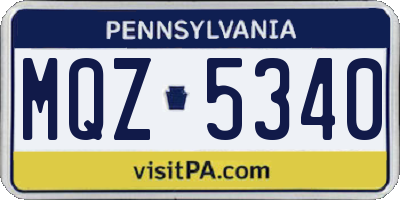 PA license plate MQZ5340