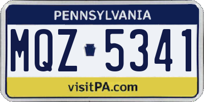 PA license plate MQZ5341