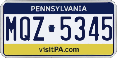 PA license plate MQZ5345
