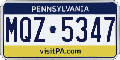 PA license plate MQZ5347