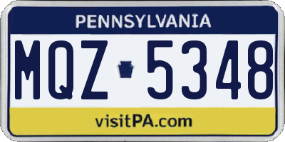 PA license plate MQZ5348