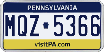 PA license plate MQZ5366