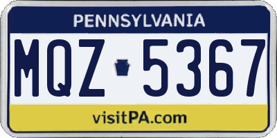 PA license plate MQZ5367