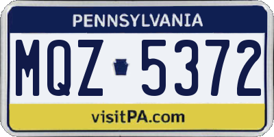 PA license plate MQZ5372