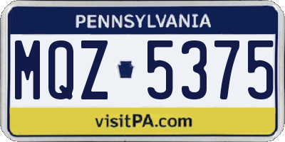 PA license plate MQZ5375