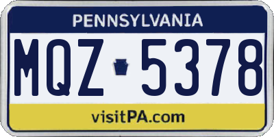 PA license plate MQZ5378