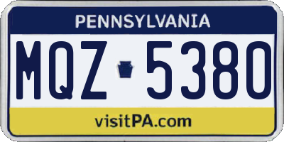 PA license plate MQZ5380