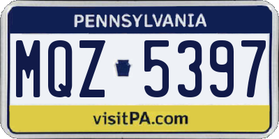 PA license plate MQZ5397
