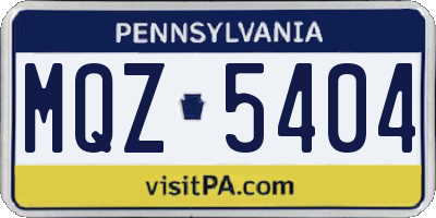 PA license plate MQZ5404