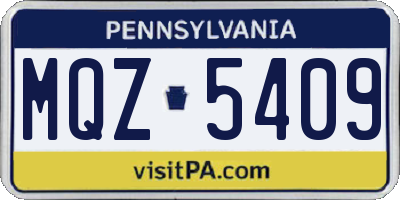 PA license plate MQZ5409