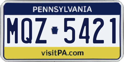 PA license plate MQZ5421