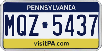 PA license plate MQZ5437