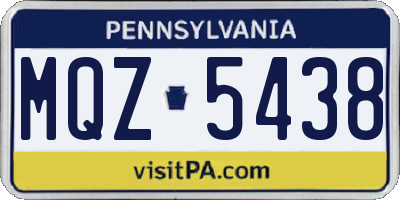 PA license plate MQZ5438