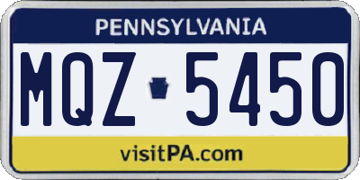 PA license plate MQZ5450