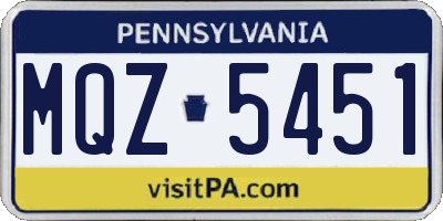 PA license plate MQZ5451