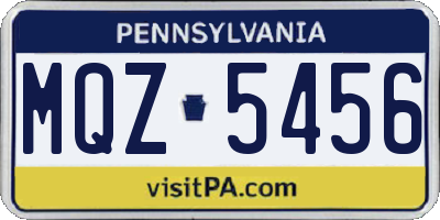 PA license plate MQZ5456