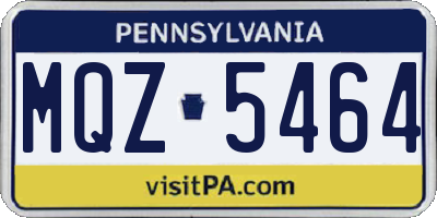 PA license plate MQZ5464