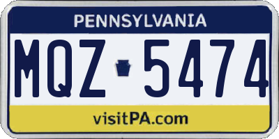 PA license plate MQZ5474
