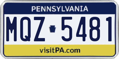 PA license plate MQZ5481