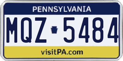 PA license plate MQZ5484